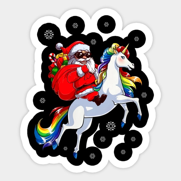 Santa Riding Horse Rainbow LGBT Christmas Sticker by kimmygoderteart